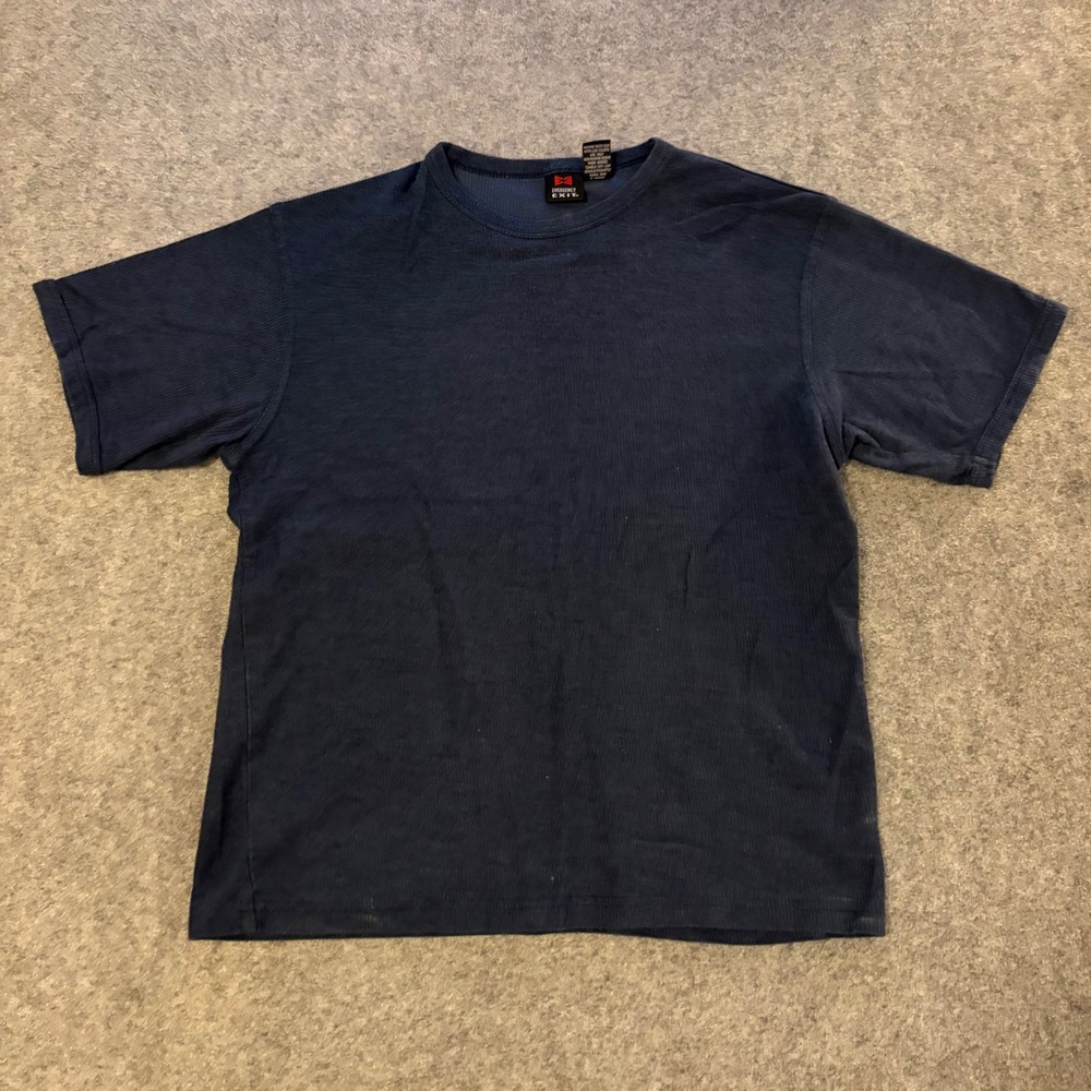 Emergency Exit Mens Ribbed Short Sleeve T-Shirt Navy‎ Blue Large